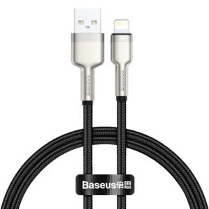 Baseus Cafule Series 25CM Short USB to IP Metal Data Cable 2.4A Black