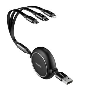 Baseus Golden Loop 3 in1 USB Cable – Micro USB ,Lightning , USB-C 3.5A Black – CAMLT-JH01