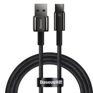 Baseus Tungsten 1M 100W USB to Type-C Gold Fast Charging Data Cable Black – CAWJ000001