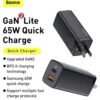 Baseus GaN2 Lite 65W Quick Charger 4.0 - 3.0 PD C+U CN Black for Phone & Laptop – CCGAN2L-A01 - Image 3