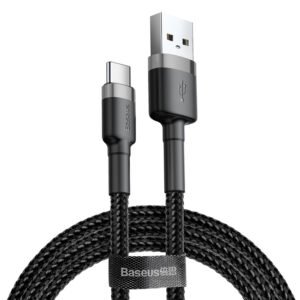 Baseus Cafule 1M Cable USB For Type-C 3A Gray+Black – CATKLF-BG1