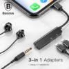 Baseus 3-in-1 iP Male to Dual iP & 3.5mm Female Adapter L52 Black – CALL52-01 - Image 2