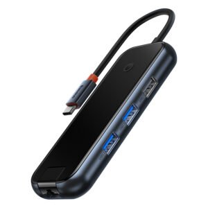 Baseus AcmeJoy 8-Port Type-C HUB Adapter（Type-C to HDMI*1+USB3.0*2+USB2.0*1+Type-C PD&Data*1+RJ45*1+SD/TF*1）Dark Grey – WKJZ010613