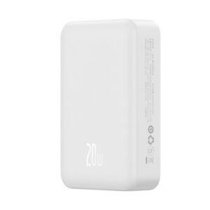 Baseus Magnetic Mini 20000mAh 20W Wireless Fast Charge Power Bank White (With Simple Series Charging Cable Type-C to Type-C (20V/3A) 30cm – PPCX150002