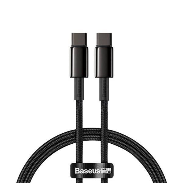 Baseus Tungsten Gold 1M Fast Charging Data Cable Type-C to Type-C 100W Black – CATWJ-01