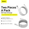 Baseus 5A 1.5m USB - Type-C Simple Wisdom Data Cable Kit - White (2PCS) - Image 6
