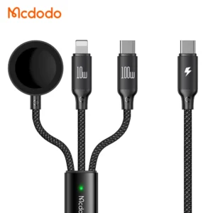 Mcdodo 3 in 1 100W 1.2M Cable Type-C to C + Lightning + iWatch Wireless Charging