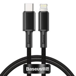 Baseus High Density Braided 1M 20W PD Type-C to Lightning Fast Charging Data Cable - Black