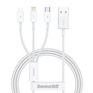 Baseus Superior Series 1m 3in1 Fast Charging Data Cable USB to M+L+C 3.5A - Stellar White