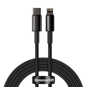 Baseus Tungsten Gold 20W PD 2M Fast Charging Data Cable Type-C to Lightning Black – CATLWJ-A01 