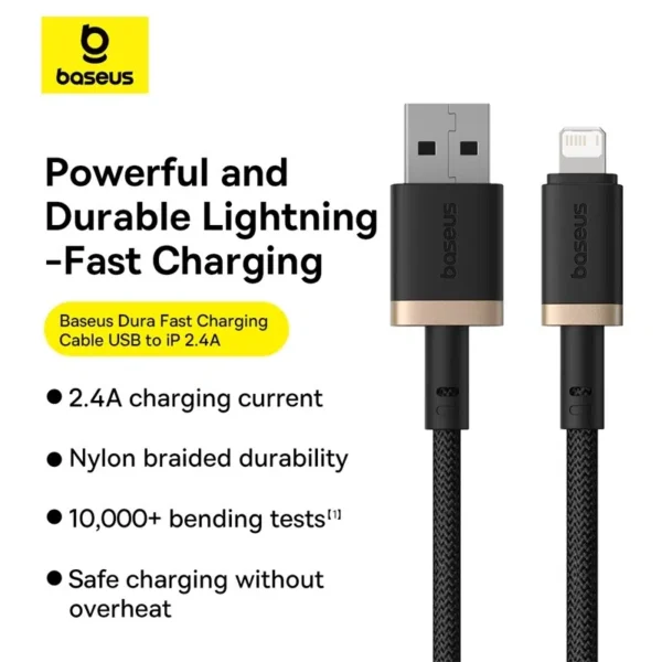 Baseus Dura Series 2.4A 2m USB to Lightning Cable - Image 9