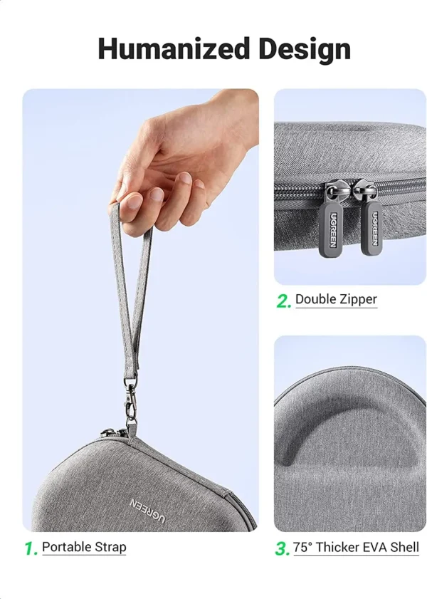 UGREEN Universal Headphone Case - Cloth Grey - Image 6