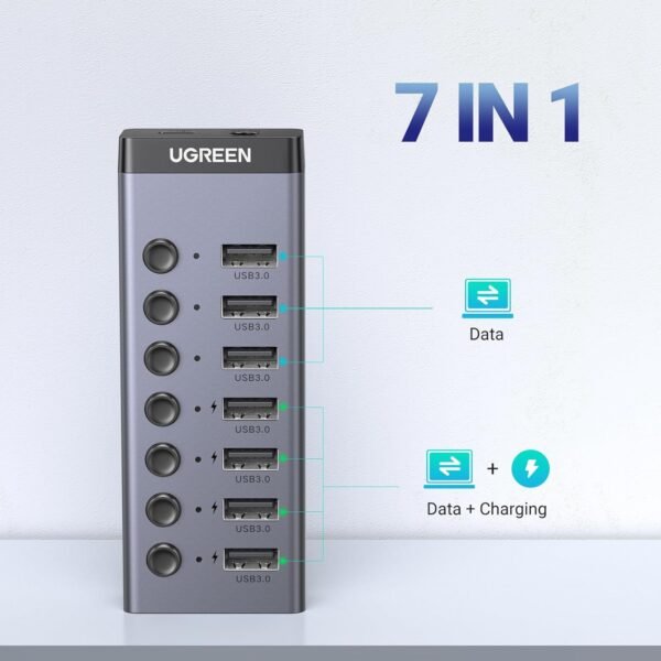 UGREEN 7 Port USB to USB 3.0 Hub with Separate Switch - Image 5