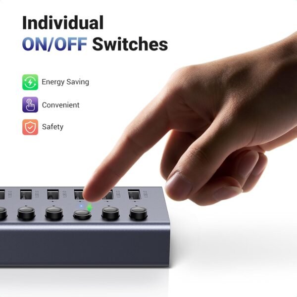 UGREEN 7 Port USB to USB 3.0 Hub with Separate Switch - Image 7