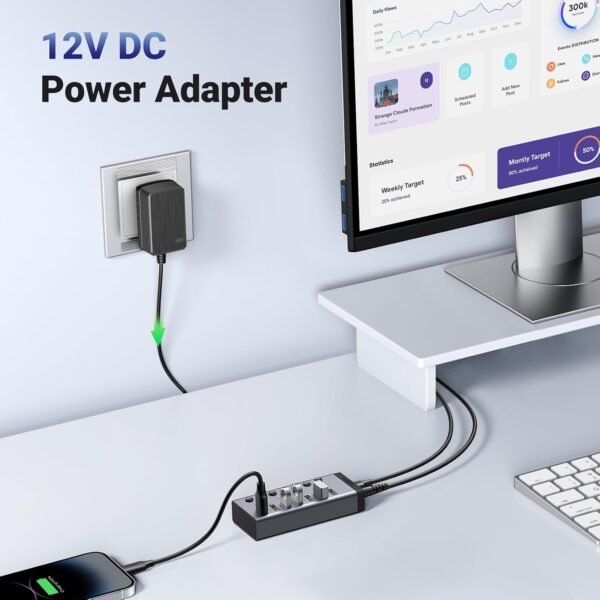 UGREEN 7 Port USB to USB 3.0 Hub with Separate Switch - Image 8