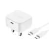 Baseus Palm Type-C 20W Fast Charger (UK Pin) with Baseus Mini 1 Meter 60W USB-C to USB-C Cable