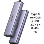 UGREEN 6-in-1 Type-C Multifunction Adapter (Type C to HDMI + USB 3.0 * 3 + RJ45 + PD Input) - CM512 - 15598