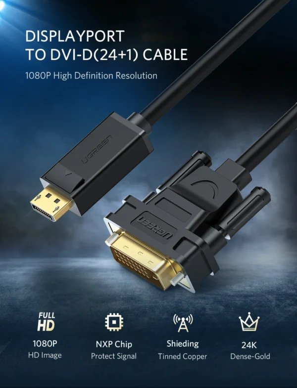 UGREEN DP Male to DVI Male 1080P@60Hz Cable - Image 10