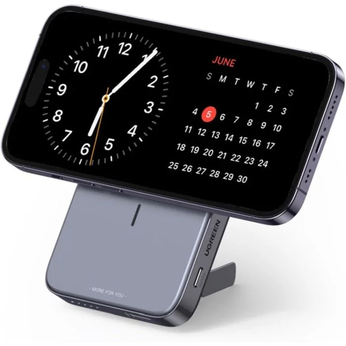 UGREEN Magnetic Power Bank with foldable kickstand extended