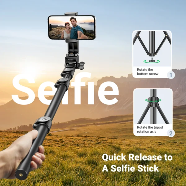 UGREEN Tripod and Selfie Stick with Bluetooth Remote - Image 3