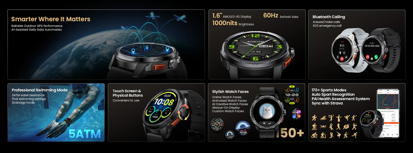 Haylou Solar Ultra GPS Tracking Smart Watch AI Edition - Black - Image 8