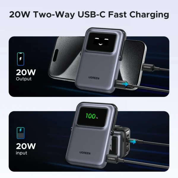 UGREEN UNO Series Magnetic 10000mah 20W Wireless Power Bank - Image 4
