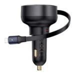Baseus Enjoyment Pro 55W Type-C Port Car Charger + Retractable Lightning Cable - Cluster Black (C00057803111-00)