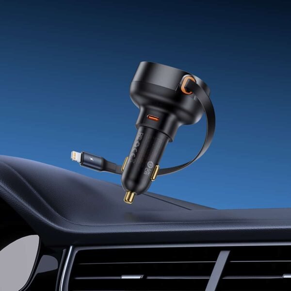 Baseus Enjoyment Pro 55W Type-C Port Car Charger + Retractable Lightning Cable - Image 7