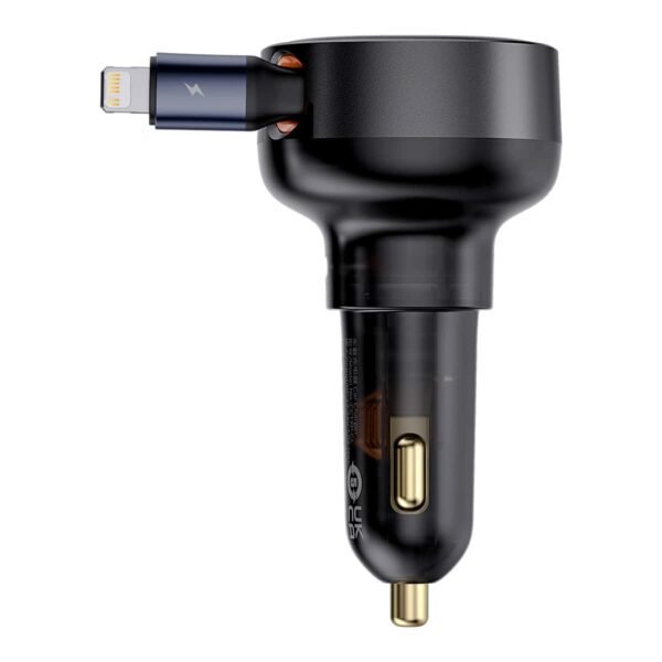 Baseus Enjoyment Pro 55W Type-C Port Car Charger + Retractable Lightning Cable - Image 2