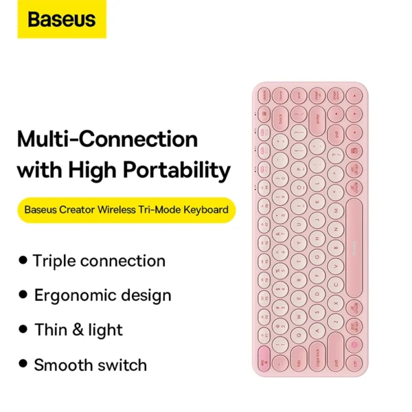 Baseus K01A Wireless Tri-Mode Keyboard Pink - Image 13