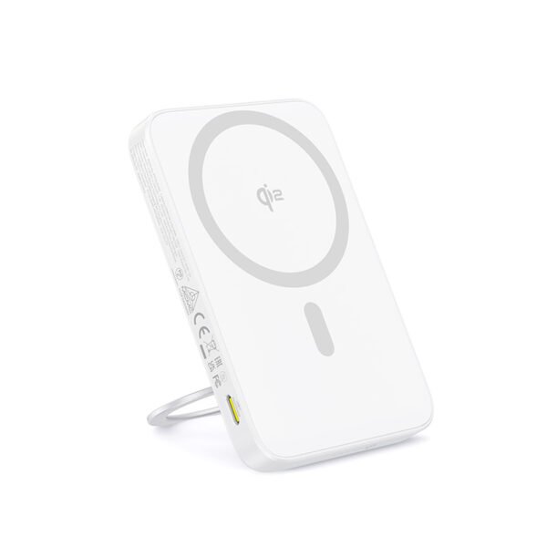 Baseus PicoGo Qi2 5000mAh 20W Magnetic Wireless Fast Charging Power Bank with Rotatable Stand - Moon White (P10076800213-01)