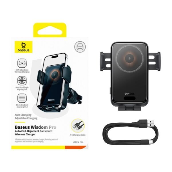 Baseus Wisdom Pro Auto Coil Alignment Car Mount Wireless Charger - Image 15