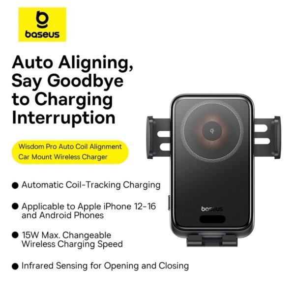 Baseus Wisdom Pro Auto Coil Alignment Car Mount Wireless Charger - Image 14