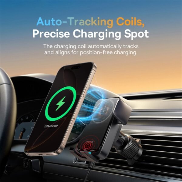 Baseus Wisdom Pro Auto Coil Alignment Car Mount Wireless Charger - Image 13