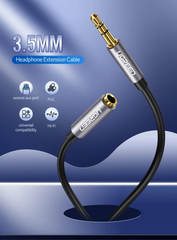 UGREEN 3.5mm Male to 3.5mm Female 1.5m Extension Cable - Image 3