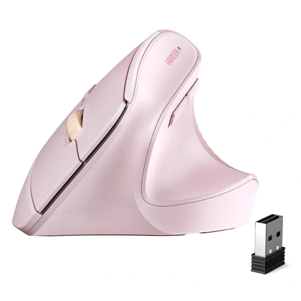 UGREEN 2.4GHz Wireless Vertical Mouse – Pink (M571 - 55917)