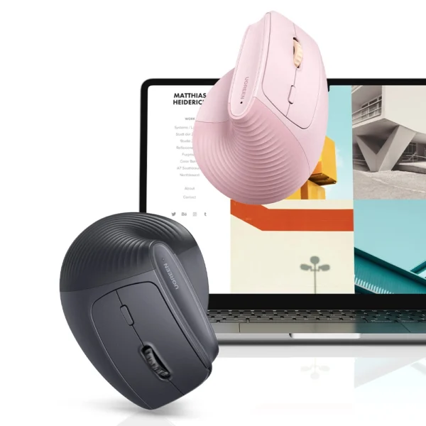 UGREEN 2.4GHz Wireless Vertical Mouse - Pink - Image 4