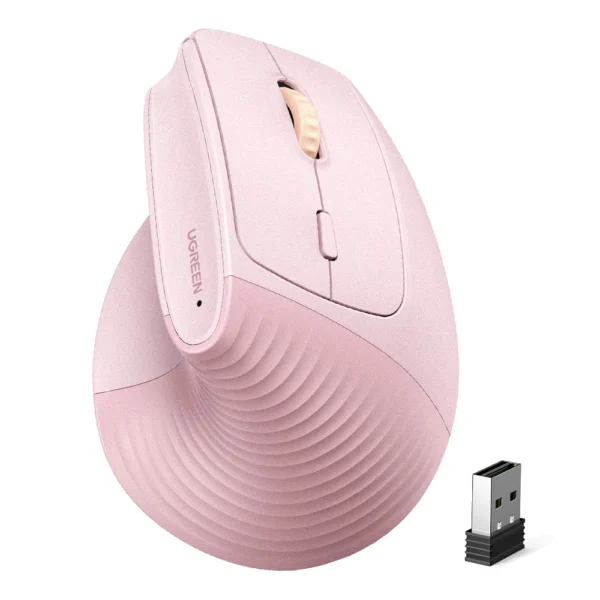 UGREEN 2.4GHz Wireless Vertical Mouse - Pink - Image 2