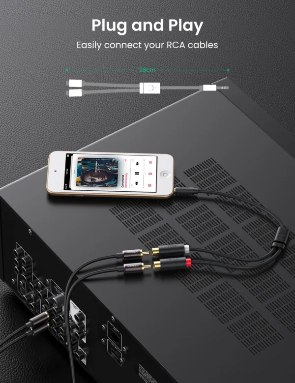 UGREEN 3.5mm Male to 2RCA Female 25cm Cable - Image 8