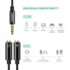 UGREEN 3.5mm Male to Dual 3.5mm Female Headset Splitter Cable - Image 2