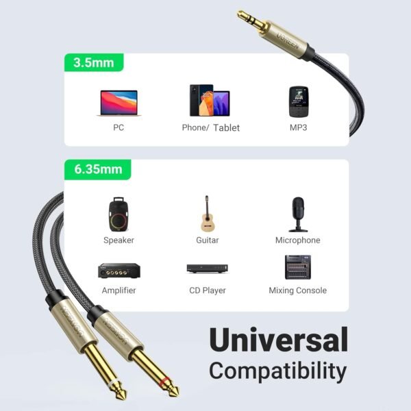 UGREEN 3.5mm TRS to Dual 6.35mm TS 3m Audio Cable - Image 5