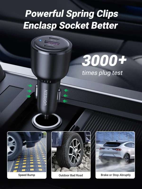 UGREEN 69W 3-Port Car Charger – CD239 - Image 2
