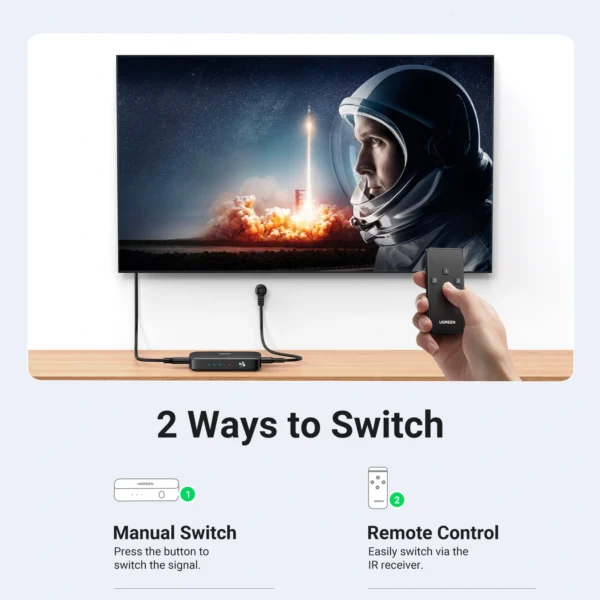UGREEN HDMI Switcher 3-In 1-Out 4K@30HZ with Remote - Image 3