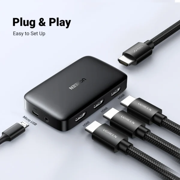 UGREEN HDMI Switcher 3-In 1-Out 4K@30HZ with Remote - Image 2