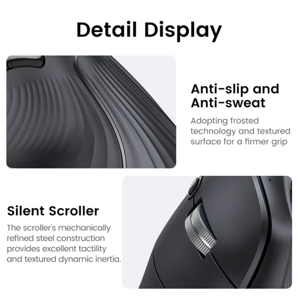 UGREEN Multi-Mode Bluetooth + Wireless Vertical Mouse - Image 5