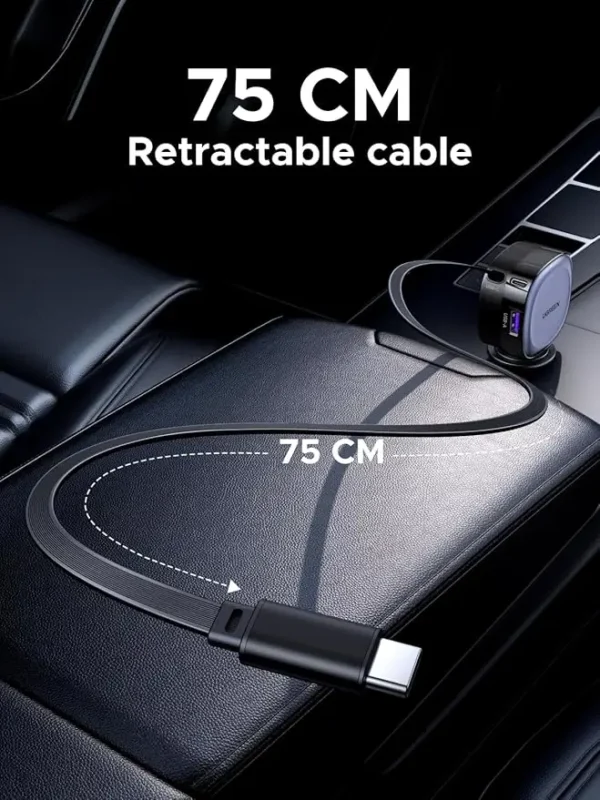 UGREEN 75W Dual Port Car Charger with Retractable Cable - Image 5
