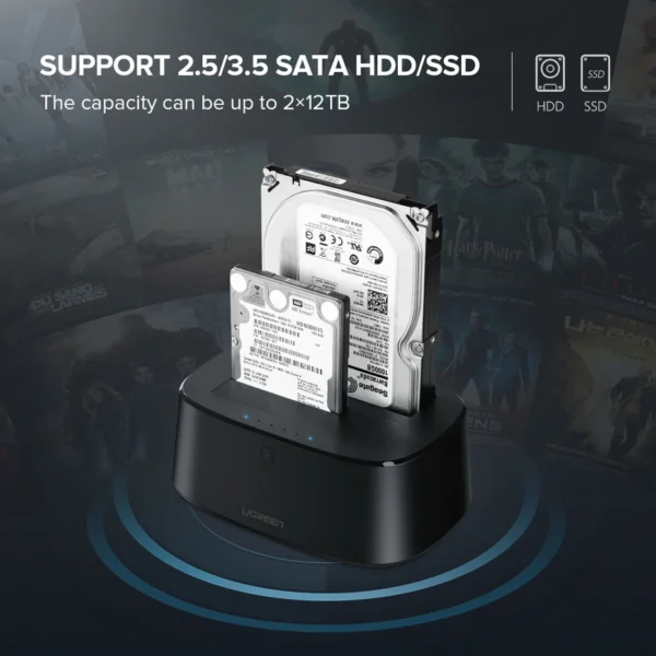 UGREEN USB 3.0 to SATA Dual-Bay Hard Drive Docking Station - Image 4