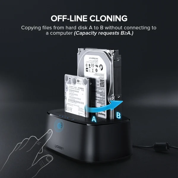 UGREEN USB 3.0 to SATA Dual-Bay Hard Drive Docking Station - Image 7