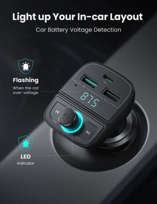UGREEN Car Charger with Bluetooth Car Modulator - Image 3