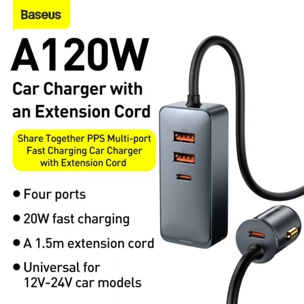 Baseus Share Together 120W PPS Multi-port Car Charger - Image 5